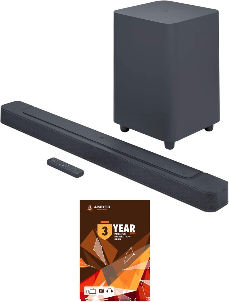 JBL BAR-500 5.1ch Soundbar and Subwoofer with MultiBeam and Dolby Atmos with 3 Year Amber Protection Plan (2022)