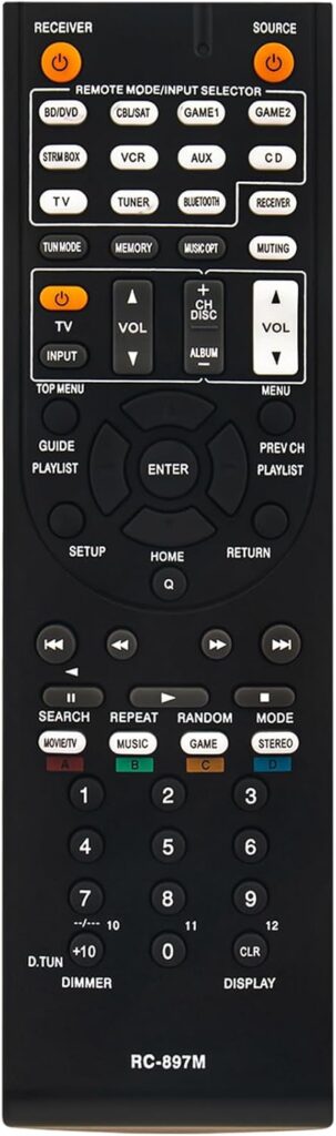 RC-897M Replacement Remote Control Applicable for Onkyo AV Receiver TX-SR343 HT-R494 HT-S5800 HT-S5805 TXSR343 HTR494 HTS5800 HTS5805 Home Theater Receivers