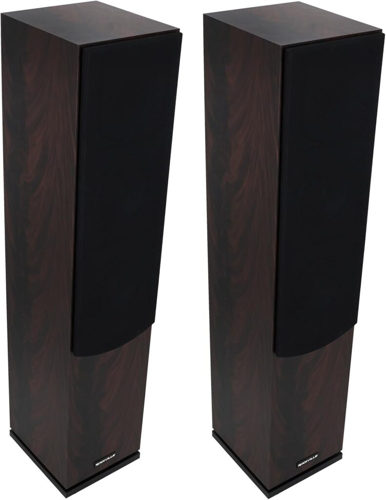 Rockville Pair Lux 654 Dark Woord Dual 6.5″ Home Theater Stereo Tower Speakers, 160W RMS, 640W Peak, 8 Ohm, Silk Tweeter, MDF Audio Cabinet, 22Hz-20kHz, USA-Engineered, Vietnam-Made (2 Items)