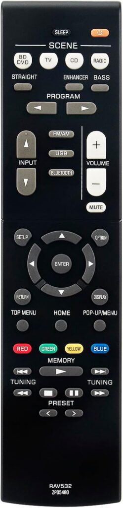RAV532 ZP354801 Replace Remote Control fit for Yamaha RX-V383 X-V383BL HTR-3071 RX-V379 HTR-3068 4K Ultra HD Home Theater AV Receiver