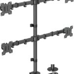 MOUNTUP Quad Monitor Stand, 4 Monitors Desk Mount for 17 to 32 inch Computer Screens, Fully Adjustable Stacked Mount with Tilt Swivel, 4 Heavy Duty Monitor Mount, Holds up to 17.6lbs per Arm, MU3007