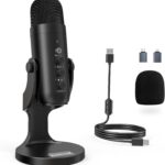 ZealSound USB Microphone,Condenser Computer PC Mic,Plug&Play Gaming Microphones for PS 4&5.Headphone Output&Volume Control,Mic Gain Control,Mute Button Vocal,YouTube Podcast on Mac&Windows(Black)
