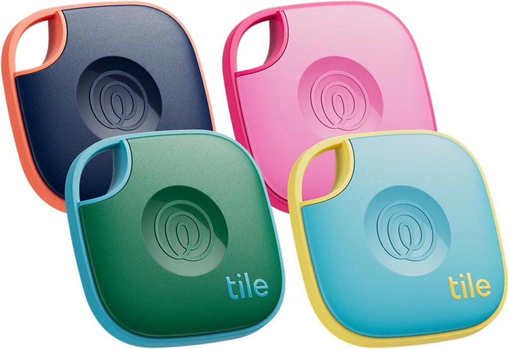 Tile by Life360 Mate – Bluetooth Tracker, Keys Finder and Item Locator for Keys, Bags and More. Phone Finder. Both iOS and Android Compatible. 4-Pack (Colors)