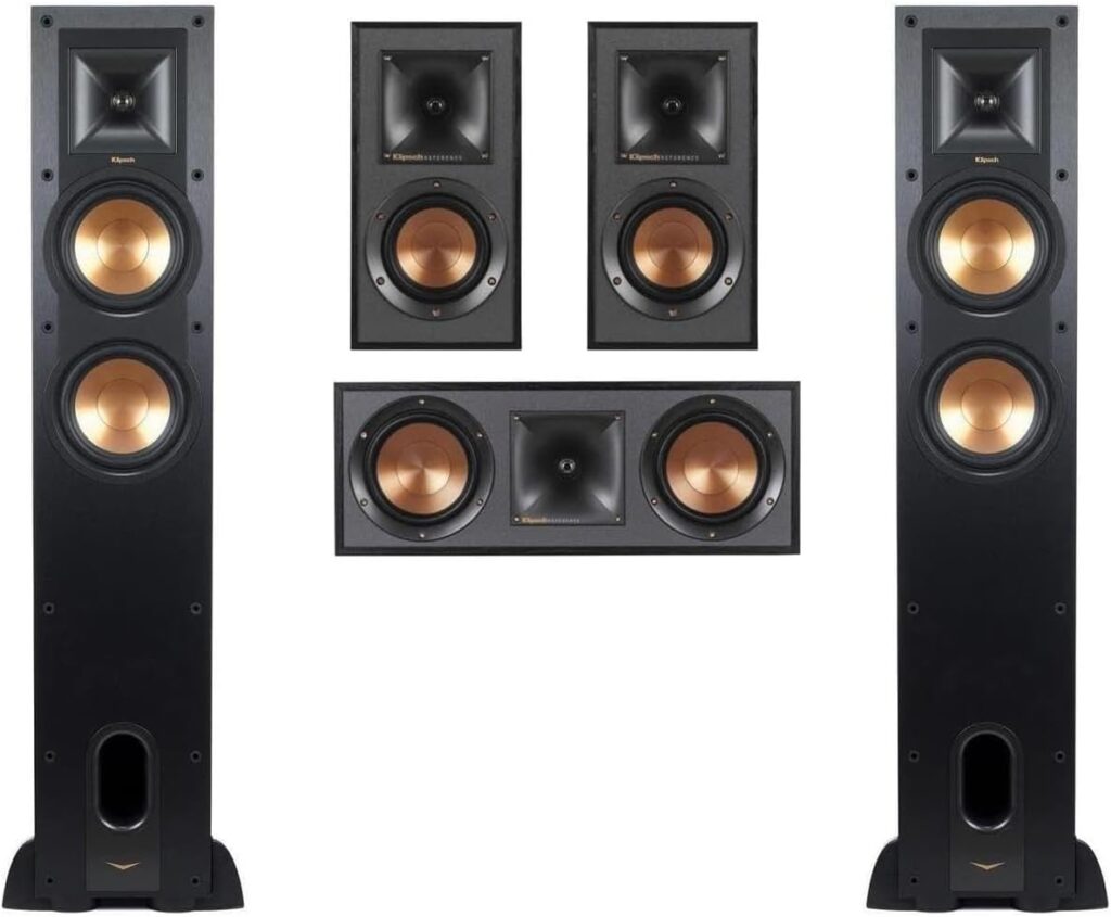 Klipsch Reference 5.0 Home Theater System – Bundle with 2X Reference R-26FA Floorstanding Speaker, Reference R-25C Center Channel Speaker, 2X Reference R-41M Bookshelf Speaker