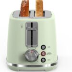 2 Slice Toaster, Wide Slots, High Lift, Auto Off, & Frozen Modes for Toast, Bagels, Waffles & Fruity Breads, Modern Sleek Design, Easy Clean Crumb Tray, Green