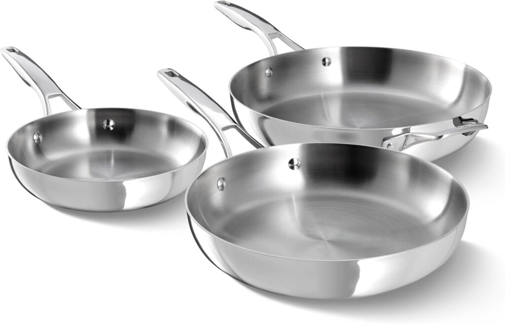 Premier Stainless Steel 3-Piece Fry Pan Set