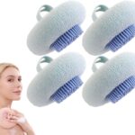 Super Soft Sunflower Suction Cup Bath Ball, 2025 New Exfoliating Bath Bath Sponge Cleaning Brush with Finger Rings for Women and Men (Blue, 4 pcs)