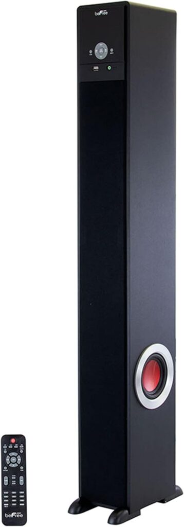beFree Sound Bluetooth Powered 90 Watt Tower Speaker in Black with 5.1 Inch Subwoofer,BFS-Tower Speaker