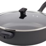 Farberware Dishwasher Safe Nonstick Jumbo Cooker/Saute Pan with Helper Handle – 6 Quart, Black