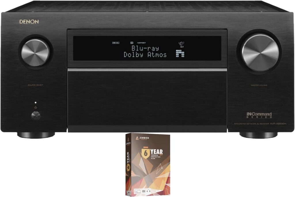 Denon AVR-X6800H 11.4 Channel 8K Receiver with 3D Audio and Dolby Atmos with an Additional 3 Year Extended Amber Protection (2023), Black