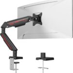 Monitor Arm, Gas Spring Monitor Stand for 17-35 Inch Screens up to 24.3 lbs, Adjustable Mount with C-Clamp & Grommet Base, Ergonomic Computer Monitor Mount (Single Arm Black)