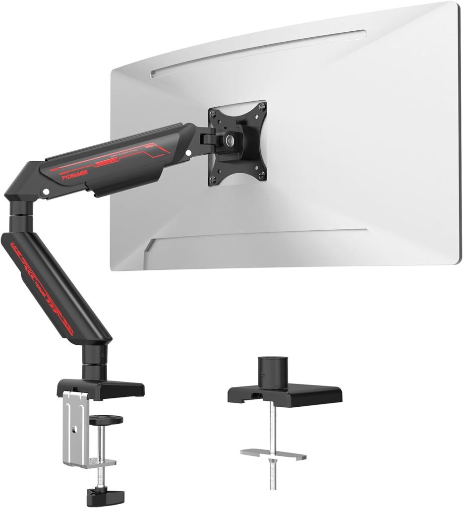 Monitor Arm, Gas Spring Monitor Stand for 17-35 Inch Screens up to 24.3 lbs, Adjustable Mount with C-Clamp & Grommet Base, Ergonomic Computer Monitor Mount (Single Arm Black)