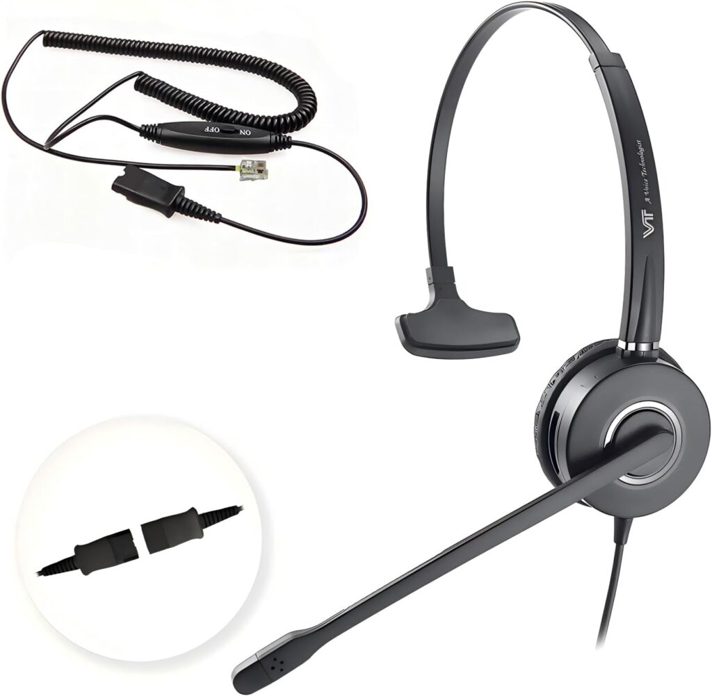VT RJ9 Headset for Cisco-IP-Phones – Telephone Headset with Noise Cancelling Mic with Mute&Volume Control 7945G, 7965G, 8811, 8841, 8845 (7900/8800/8900 Series)