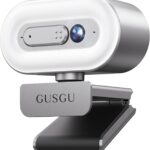 GUSGU G920 2K Quad HD Webcam for PC, Auto Focus, with Microphone & Light & Privacy Cover, Web Camera for Desktop Computer/Laptop/MacBook, USB Streaming Camera