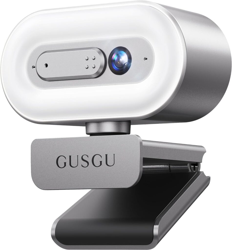 GUSGU G920 2K Quad HD Webcam for PC, Auto Focus, with Microphone & Light & Privacy Cover, Web Camera for Desktop Computer/Laptop/MacBook, USB Streaming Camera