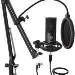 FIFINE Studio Condenser USB Microphone Computer PC Microphone Kit with Adjustable Boom Arm Stand Shock Mount for Instruments Voice Overs Recording Podcasting YouTube Vocal Gaming Streaming-T669