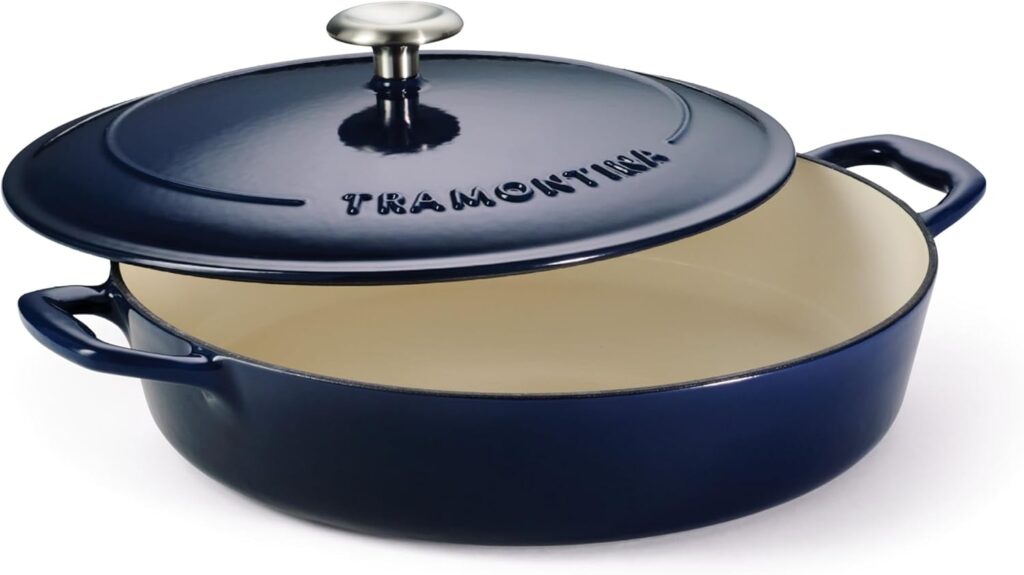 Tramontina Bestow Enameled Cast Iron Braiser Pan with Lid, 4-quart, Blue