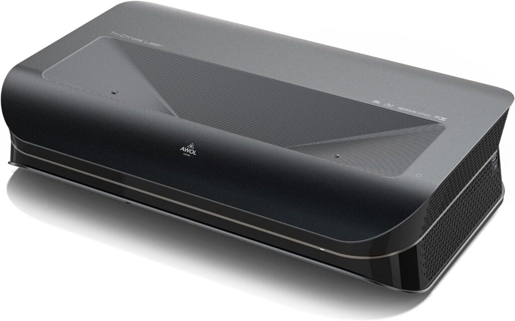 AWOL Vision LTV-3500 Pro UST Triple Laser TV Projector, TV-Like Brightness, 150″ Perfect Sharpness, Dolby Vision, 4K 3D HDR10+ Ultra-Short Throw Projector