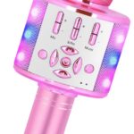 Amazmic Toys for Girls, Kids Karaoke Microphone Toddler Microphone for Kids with Lights, Birthday Gift for Girls, Boys Toy Age 3 4 5 6 7 8+(Light Pink)