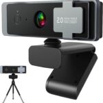 1080P Webcam for PC, Computer Camera with Privacy Cover & Tripod, Dual Noise-Cancelling Microphones, Ideal for Zoom, Skype, Video Calls & Conferences