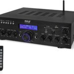 Pyle 200W Wireless Bluetooth Power Amplifier – Dual Channel Stereo Receiver with USB Flash Reader – SD Card – AUX – MIC IN w/ Echo – Radio – Home Theater – Studio Use – RCA Output – PDA65BU