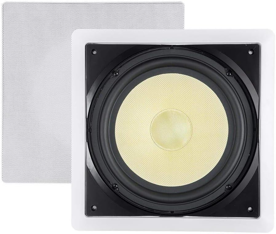 Monoprice Fiber In-Wall Speaker – 10 Inch, 300W Subwoofer, Easy Installation And Paintable Grill – Caliber Series
