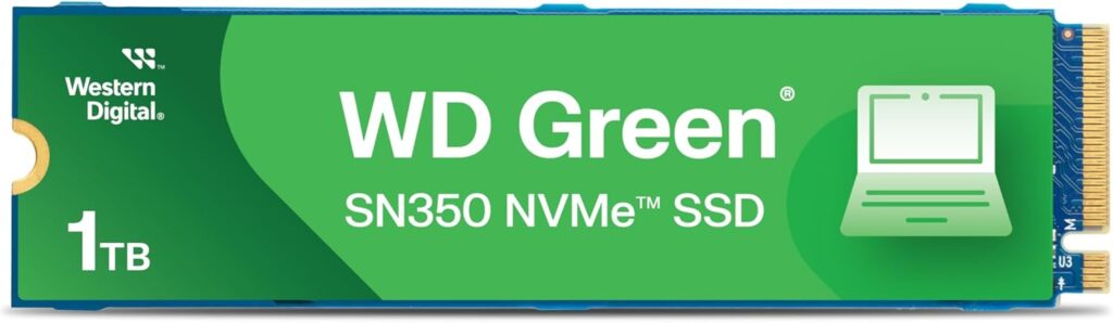 Western Digital 1TB WD Green SN350 NVMe Internal SSD Solid State Drive – Gen3 PCIe, QLC, M.2 2280, Up to 3,200 MB/s – WDS100T3G0C