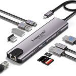 Lemorele USB C Hub Multiport Adapter 10-in-1 for MacBook Pro with HDMI 4K 60Hz, Gigabit Ethernet, 100W Power Delivery, 2 USB 3.0 Ports, SD/TF Card Reader, for HP/Dell/Lenovo Laptops