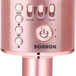 BONAOK Wireless Bluetooth Karaoke Microphone, 3-in-1 Portable Handheld Mic Speaker Machine for All Smartphones,Gifts to Girls, Boys Kids Adults All Age Q37(Champagne)