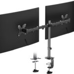Pholiten Dual Monitor Stand, Heavy Duty Adjustable Monitor Arm Desk Mount for 2 Screens up to 32 Inches, Tilt, Swivel, Rotate, Supports Tilt, Swivel, Rotate, Supports 22 lbs per Monitor Arm