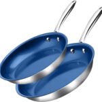 Granitestone 2 Pc Ceramic Non Stick Frying Pans Nonstick Skillet Set, 10 and 11.5 Inch Stainless Steel Pans for Cooking, Ceramic Nonstick Non Toxic PFOA PFOS Free, Induction, Oven & Dishwasher Safe