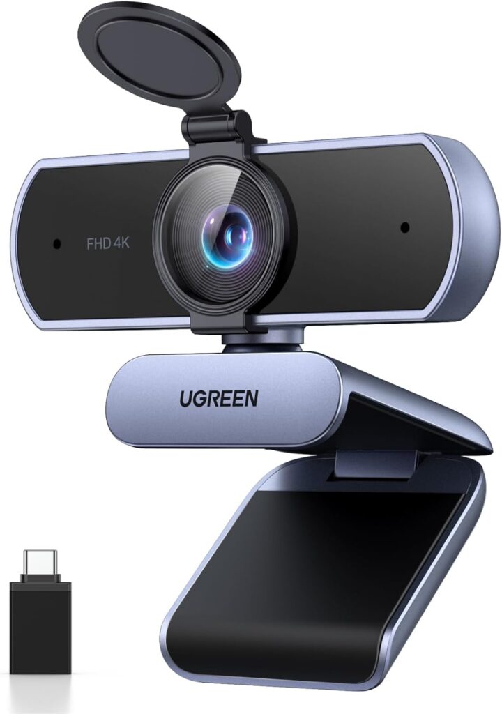 UGREEN 4K Webcam for PC Ultra HD Web Camera with Microphone, Privacy Cover, 70° Fov, PDAF Autofocus, USB A & USB C Adapter, Plug & Play, for Streaming, Conference, Zoom, Switch 2