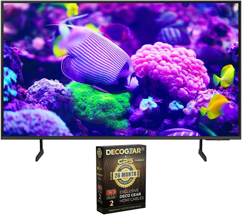 Samsung DU7200 55 Inch Crystal 4K UHD Smart TV Bundle with Deco Gear 2X 4K HDMI 2.0 Cable w/Copper Conductors & CPS Exclusive 26 Month Protection Pack (BEACH-CPS-261000)