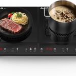 Double Induction Cooktop,Portable Induction Cooker with 2 Burner Independent Control,Ultrathin Body,10 Temperature,1800W-Multiple Power Levels,3 Hour Timer,Safety Lock