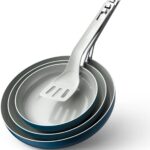 Ceramic Non Stick Frying Pans with Spatula, Float Stack Induction Cookware, 8″/9.5″/11″ Nonstick Frying Egg Pan, PFAS/PTFE/PFOA- Free, Dishwasher & Oven Safe, Great Skillet for Meal Prep