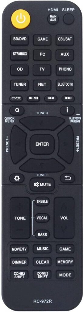 NTQinParts Replacement Remote Control Controller for Onkyo TX-RZ50 9.2-Channel HDMI 2.1 8K THX Home Theater AV Receiver