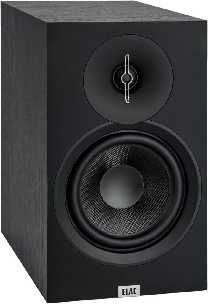 ELAC Debut 3.0 DB63-BK Bookshelf Speakers, Black Ash (Pair) – 1” Aluminum Dome Tweeter & 6.5” Aramid Fiber Woofer – 2-Way Bass Reflex – 42Hz to 38KHz Response
