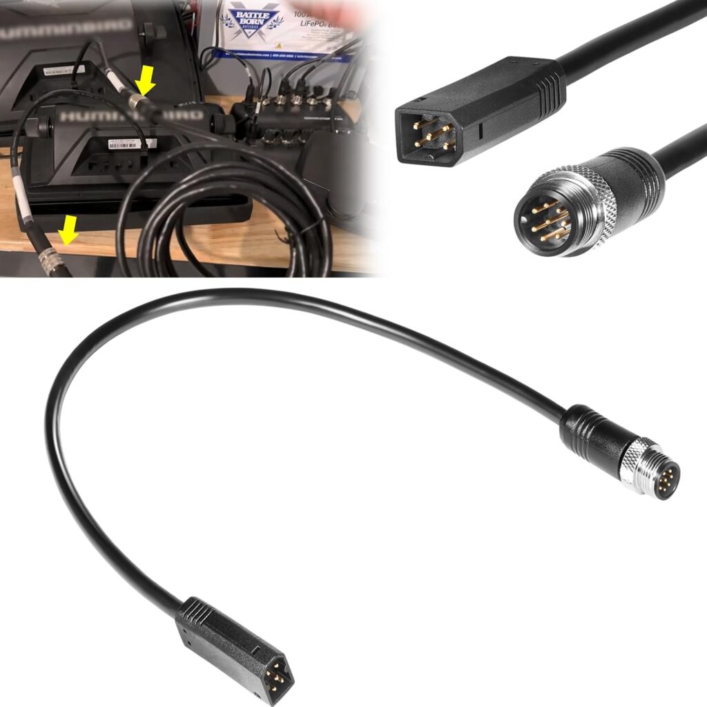 720074-12 AS EC QDE Ethernet Adapter Cable for Humminbird Fish Finders HELIX 7, HELIX 8, HELIX 9, HELIX 10, HELIX 12, and HELIX 15 Models, Networking Humminbird Fish Finders, Length 12 inches