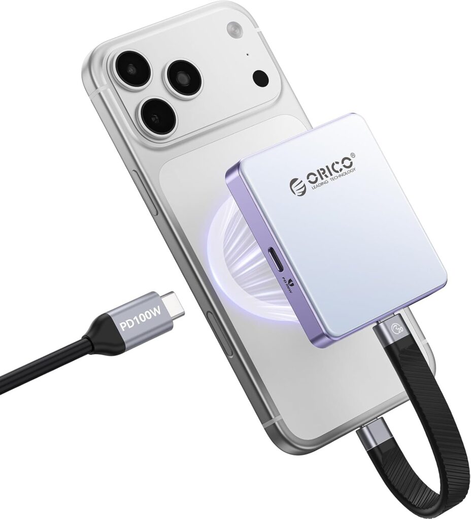 ORICO Magnetic M.2 2230/2242 NVMe SSD External Enclosure, 10Gbps High-Speed ​​Transfer, iPhone 4K ProRes Recording Support, PD100W Charging Port, Support for iPhone 15/16/17 Series – AP42P (Blue)