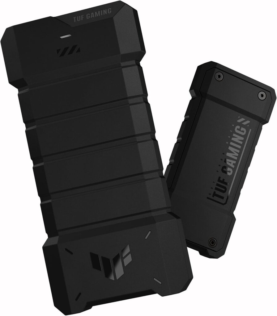 ASUS TUF Gaming A2- USB-C 3.2 Gen 2×2 Portable SSD Enclosure, Dual M.2 NVMe PCIe and SATA, MIL-STD-810H Drop Resistance, IP68 Water and dust Resistance, Aluminum Alloy Chassis and a Thermal pad