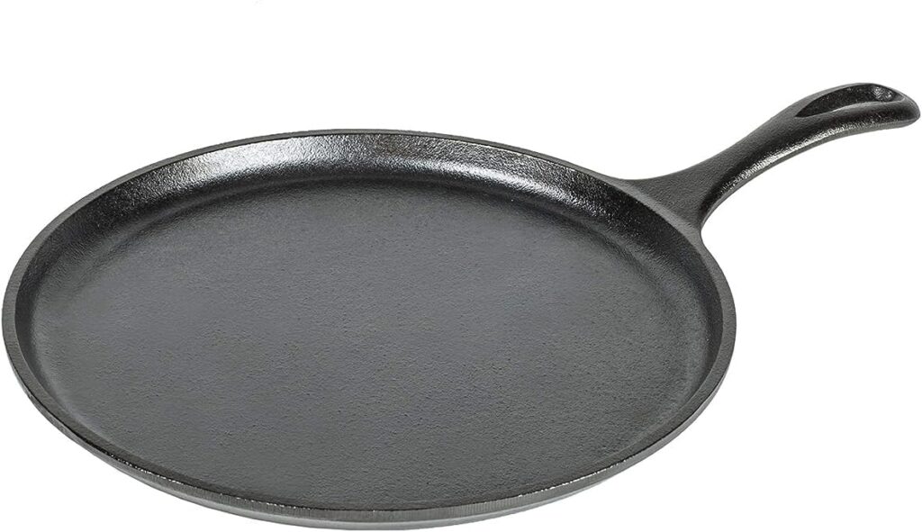 Lodge L9OG3 Cast Iron Round Griddle, Pre-Seasoned, 10.5-inch – Made in USA, Compatible with Stovetop, Oven, Grill & Campfire