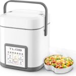 TLOG Mini Rice Cooker 2.5 Cups Uncooked, Healthy Ceramic Coating Portable Cooker, 1.2L Travel Small for 1-3 People, Personal maker, Food Steamer, 12 Hours delay timer, Multi-cooker Grains, Oats