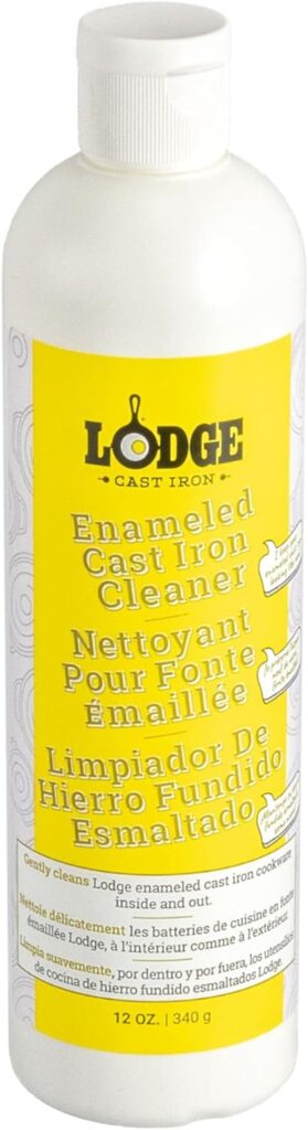 Lodge Enameled Cast Iron & Ceramic Stoneware Cleaner – 100% Biodegradeable Enamel Cleaner – Dye and Bleach-Free – 12 Fl Oz