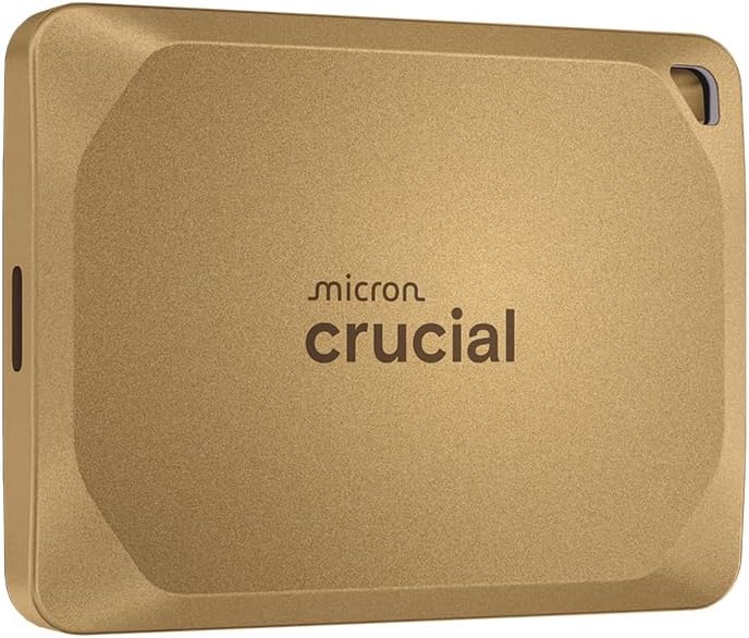 Crucial X10 Pro 4TB Portable SSD, Up to 2,100MB/s Read, 2000MB/s Write, USB 3.2 USB-C, External Solid State Drive, Durable Storage for Professional Creators, Gold – CT4000X10PROSSD9D02