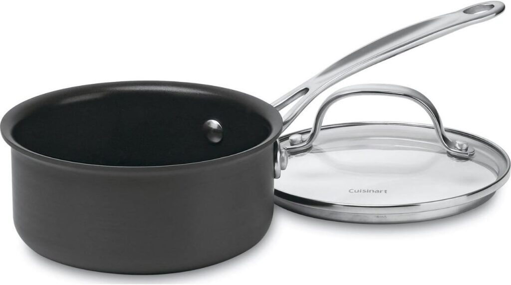 Cuisinart 1-Quart Saucepan, Chef’s Classic Nonstick Hard Anodized Saucepan w/Cover, 619-14