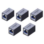 10GB RJ45 Coupler Ethernet Coupler, 10Gbps in Line Coupler for Cat8/Cat7/Cat6a/Cat6/Cat5e/Cat5 Ethernet Cable Extender Adapter for PC Router Modem PS5 Xbox Female to Female (5 PCS
