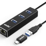 USB C to Ethernet Adapter 3-Port USB 3.0 Hub – 1000Mbps Gigabit RJ45 LAN Port, Driver-Free Aluminum Heat Dissipation for MacBook Pro/Dell XPS/Surface Laptop