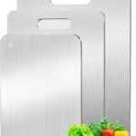 Titanium Cutting Board, 3 PCS stainless steels Cutting Boards for Kitchen, Non Toxic, Double-Sided Food Grade Chopping Board for Outdoor Camping(15.6″ x 11″, 13″ x 9.3″, 11.8″ x 7.8″)