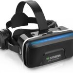 VR Headset, for Smartphones, VR Head Mount Display, Headphone Included, for Smartphones, 3D Glasses, Aspherical Optical Lens, VR Videos, One-Click Reception, 120° Viewing Angle, 1080P,