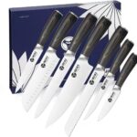 Chef Knife Set Professional – 7-Piece Kitchen knife Set without Block, High Carbon Stainless Steel Japanese-Style Kitchen knives, Full-Tang, Ergonomic Pakkawood Handle for Christmas